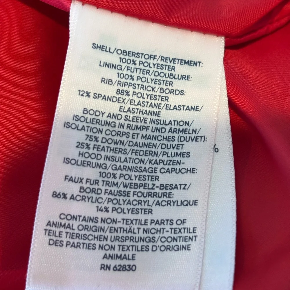 Lands' End Vibrant Red Puffer Coat with Faux Fur Hood Like New! - Picture 7 of 7